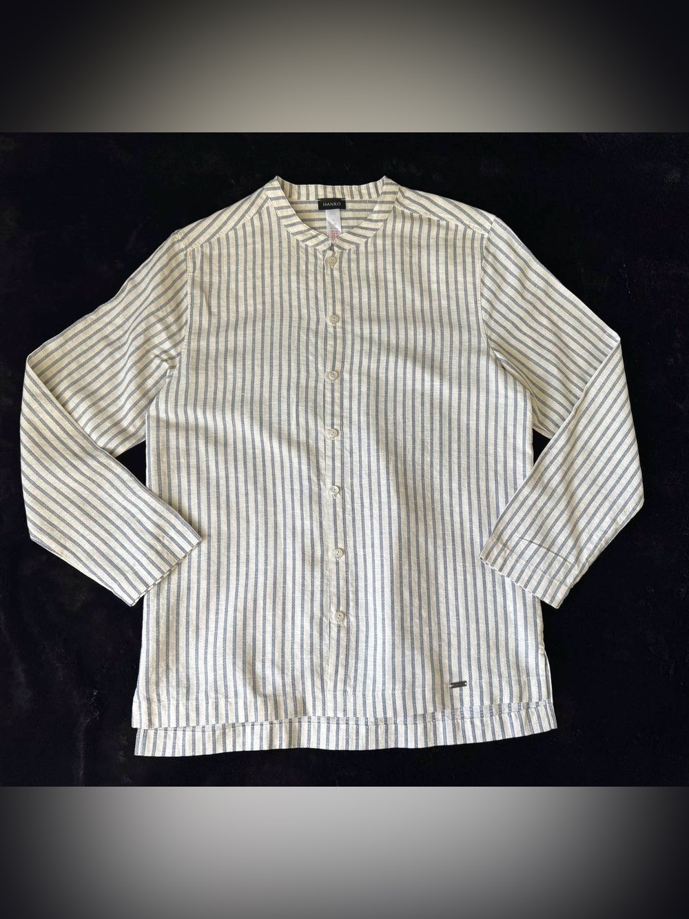 HANRO Men's Blue Striped Button Down Pajama Shirt Size Large